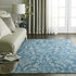 2' X 4' Blue Damask Power Loom Area Rug